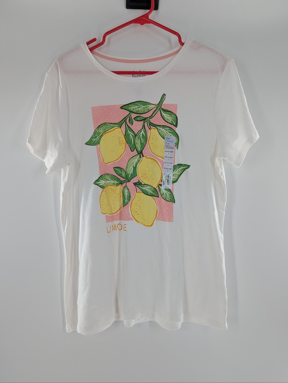 Croft & Barrow White Lemon Graphic T-Shirt Large Limone Cotton Summer Tee NWT